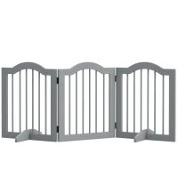 PawHut 24" Freestanding Pet Gate For Dogs with 2 Support Feet, Light Grey(m-11)