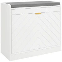 HOMCOM Shoe Storage with Seat, Upholstered Hallway Bench, Shoe Bench with Flip Drawer and Vent for 5 Pairs of Shoes(m-11)