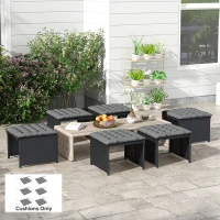 Outsunny 6-Piece Seat Cushion Pillows Replacement, Button Tufted Patio Chair Cushions Set with Ties, Charcoal Grey(m-1)