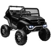 Aosom Licensed Mercedes-Benz Unimog 12V Kids Ride on Truck with Remote Control, Battery Powered Electric Car with Spring Suspension, LED Light, Horn, Music, Black(m-1)