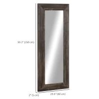HOMCOM 59" x 23.5" Full Length Mirror, Farmhouse Wall Mount and Leaner Floor Mirror, Vertical and Horizontal for Bedroom, Dark Brown(m-3)