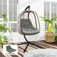 Outsunny Outdoor Swing Cushion, Tufted Patio Cushion Replacement for Garden Chair Egg Chair,  Indoor Outdoor Seat Cushion, Grey(m-8)
