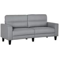 HOMCOM 3-Seater Sofa, Mid-Century Linen Couch with Upholstered Seat, Button-Tufted Back Cushion and Rubber Wood Legs for Living Room, Bedroom, Gray(m-2)