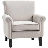 HOMCOM Upholstered Accent Chair, Single Armchair with Soft Velvet Touch Fabric, Rolled Armrest, Grey(m-11)