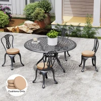 Outsunny Patio Chair Cushions Set of 4 Round Seat Cushions for Dining Bistro Chairs Machine Washable, 15" x 15" x 3", Khaki(m-10)