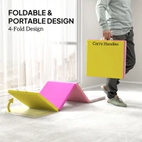 Soozier 8ft Folding Gymnastics Mat, Thick Exercise Mat with Carry Handles for Home Gym Yoga Aerobics Fitness Training(m-5)