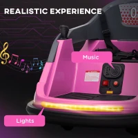 Aosom Bumper Car 12V 360° Rotation Electric Car for Kids, with Remote, Safety Belt, Lights, Music, for 1.5-5 Years Old, Pink(m-5)