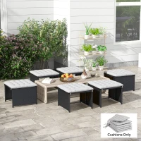 Outsunny 6-Piece Seat Cushion Pillows Replacement, Button Tufted Patio Chair Cushions Set with Ties, Light Grey(m-1)