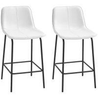 HOMCOM Bar Stools Set of 2, Upholstered Counter Height Bar Chairs, Kitchen Stools with Steel Legs(m-11)