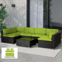 Outsunny Outdoor 14pc Patio Rattan Sofa Set Cushion Polyester Cover Replacement Set - No Cushion Included Light Green(m-8)