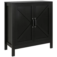 HOMCOM Sideboard Buffet, Kitchen Storage Cabinet with Barn Door and Adjustable Shelves, Storage Pantry, Black Oak(m-11)