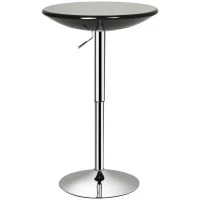 HOMCOM Round Cocktail Bar Table Metal Base Tall Bistro Pub Table Adjustable Counter Height Black Silver(m-2)