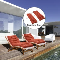 Outsunny Set of 2 Outdoor Chaise Lounge Cushions, 72" x 22" x 4.7" Patio Lounge Chair Cushions with Ties for Outdoor, Indoor, Red(m-1)