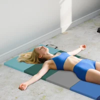 Soozier 6ft Folding Gymnastics Mat, Thick Exercise Mat with Carry Handles for Yoga Aerobics Fitness Training, Mixed Colour(m-10)