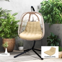 Outsunny Outdoor Swing Cushion, Tufted Patio Cushion Replacement for Garden Chair Egg Chair,  Indoor Outdoor Seat Cushion, Beige