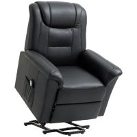 HOMCOM Electric Power Lift Chair for Elderly, PU Leather Recliner Sofa with Footrest and Remote Control, Side Pockets for Living Room, Black(m-2)