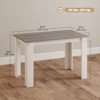 HOMCOM 47" Kitchen Table for 4-6 People, Dining Table with Wood Effect for Dining Room, Grey(m-3)
