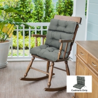 Outsunny Outdoor Patio Chair Seat/Back Chair Cushion Replacement, Tufted Pillow with Thick Filling and String Ties, Dark Grey