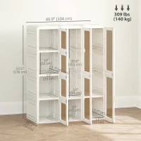 HOMCOM Portable Wardrobe, Foldable Plastic Closet with 8 Compartments, 2 Hanging Rods and Magnetic Clear Doors, Brown(m-3)