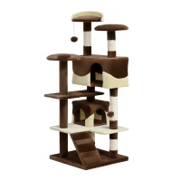 PawHut 53" Cat Tree Scratching Large Kitten Play House Multi-Level Activity Center Pet Furniture(m-11)
