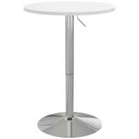 HOMCOM High Top Bar Table, Adjustable Round Kitchen Table with Swivel Top and Steel Base, Bistro Table for 2 People, White(m-11)