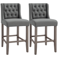 HOMCOM 26.25" Tufted Wingback Bar Stools, Set of 2, Gray
