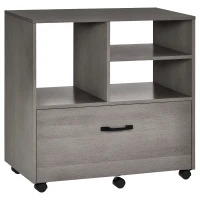 Vinsetto Lateral Filing Cabinet with Open Storage Shelf, Printer Stand, Mobile Office File Cabinet with Wheels for Letter and Legal Sized Files, Grey(m-2)