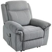 HOMCOM Manual Recliner Chair with Vibration Massage, Side Pockets, Corduroy Reclining Chair for Living Room, Grey(m-11)