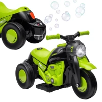Qaba Electric Motorcycle for Kids, 6V Ride on Bubble Car with LED Headlight, Music, Pedal, for 2-5 Years Green(m-11)