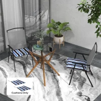 Outsunny 2-Piece Seat Cushion Replacement, Outdoor Patio Chair Cushions Set with Ties, Button Tufted, Blue White Strip(m-1)