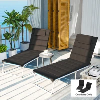 Outsunny Foldable Chaise Lounge Cushion Set of 2, Outdoor Lounge Chair Cushion Set, UPF50+ 230gsm Olefin, 80" x 26" Black(m-10)