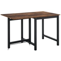 HOMCOM Foldable Dining Table Drop Leaf Folding Side Console Writing Desk for Kitchen, Dining Room, Rustic Brown(m-2)