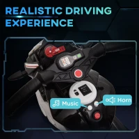 Qaba Kids Electric Motorcycle Ride-On Toy with 3 Wheels, Music, Horn, Lights, Black(m-4)