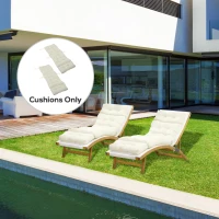 Outsunny Set of 2 Outdoor Chaise Lounge Cushions, 72" x 22" x 4.7" Patio Lounge Chair Cushions with Ties for Outdoor, Indoor, Cream White(m-1)