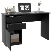 HOMCOM Computer Desk with Storage, PC Table with Drawers and Cabinet for Home Office, Study Room, Black(m-11)