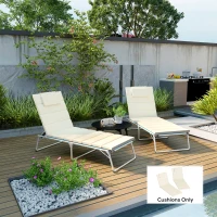 Outsunny Foldable Chaise Lounge Cushion Set of 2, Outdoor Lounge Chair Cushion Set, UPF50+ 230gsm Olefin, 80" x 26" Cream White(m-2)