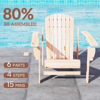 Outsunny Classic Adirondack Chair Muskoka Chair, Garden Deck Chair with Cup Holder for Patio, Indoor, Backyard, Natural(m-5)