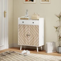 HOMCOM Shoe Cabinet for Entryway, Modern Shoe Storage Cabinet with Adjustable Shelves and Drawer for 12 Pairs, White(m-8)