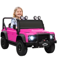Qaba Land Rover Licensed Kids Ride on Truck with Remote Control, Spring Suspension, LED Lights, 3 Speed for Ages 3-5, Pink(m-11)