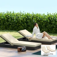 Outsunny 2-Piece Patio Chair Cushions with Backrests, Replacement Cushions for Outdoor Lounge Chair, Beige(m-10)