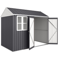 Outsunny 8' x 6' Metal Garden Storage Shed, Extra Large Outdoor Tool Storage House w/ Doors, Window and Air Vents, Dark Gray