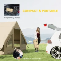 Outsunny Inflatable Camping Tent with Hand Pump, 4 Season Blow Up Tent, Waterproof and Windproof with Mesh Windows and Doors(m-8)