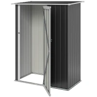 Outsunny 4.7' x 3' Outdoor Storage Shed, Galvanized Metal Utility Garden Tool House, 2 Vents and Lockable Door for Backyard, Patio, Garage, Lawn, Gray(m-11)