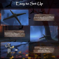 Outsunny Animatronics Standing Witch, Voice-Activated Prop, Spinning Head & Flashing Eyes, Easy Setup Indoor, Black(m-7)