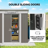 Outsunny 6' x 4' Outdoor Storage Shed, Metal Garden Tool Storage House Organizer with Lockable Sliding Doors and Vents for Backyard Patio Lawn, Light Grey(m-5)