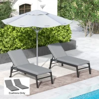 Outsunny 2-Piece Patio Chair Cushions with Backrests, Replacement Cushions for Outdoor Lounge Chair, Gray(m-10)