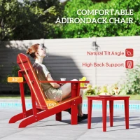 Outsunny Wooden Adirondack Chair with Cup Holder, Red(m-4)