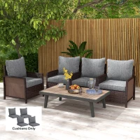 Outsunny 8 Patio Chair Cushions with Seat & Backrest, Fade Resistant Seat Replacement Cushion Set, Gray(m-10)