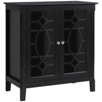 HOMCOM Sideboard Buffet Cabinet, Kitchen Storage Cabinet, Double Glass Door Accent Cabinet with Adjustable Shelves, Espresso(m-1)