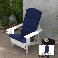 Outsunny Patio Chair Cushion for Adirondack Chairs Replacement Cushion with Back and Ties, Blue(m-8)